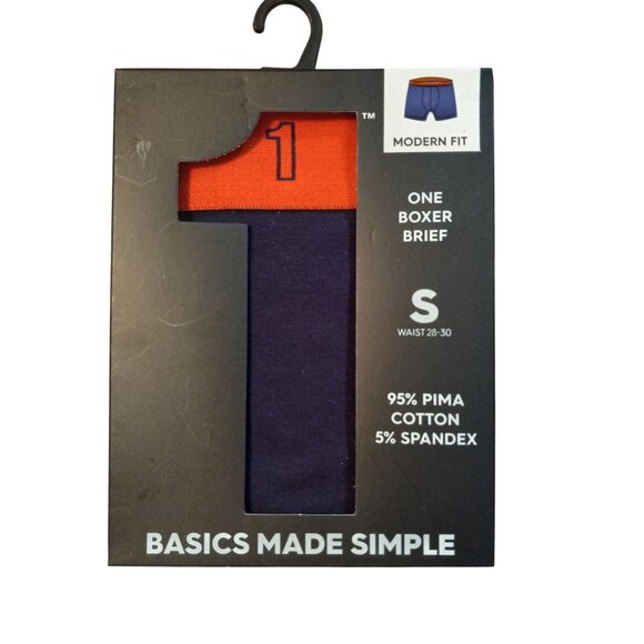 Basics Size S Small Waist 28-30 One Boxer Brief Modern Fit Tag-Free Stretch NEW - Picture 1 of 4